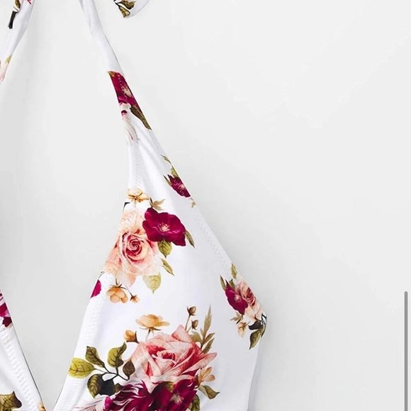 Women's One Piece Swimsuit Halter Tie Back Floral Print Beachwear - Picture 5 of 7